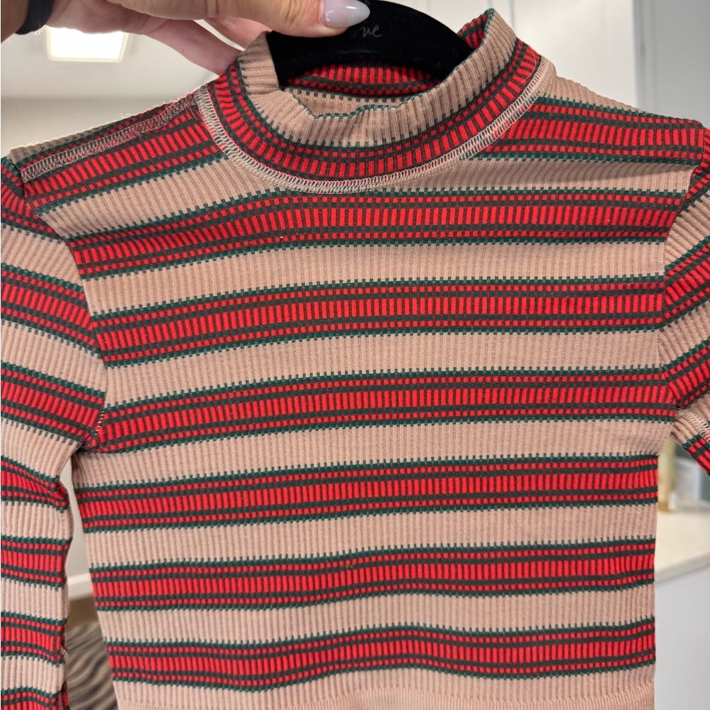 Striped Cropped Sweater - Picture 2 of 5